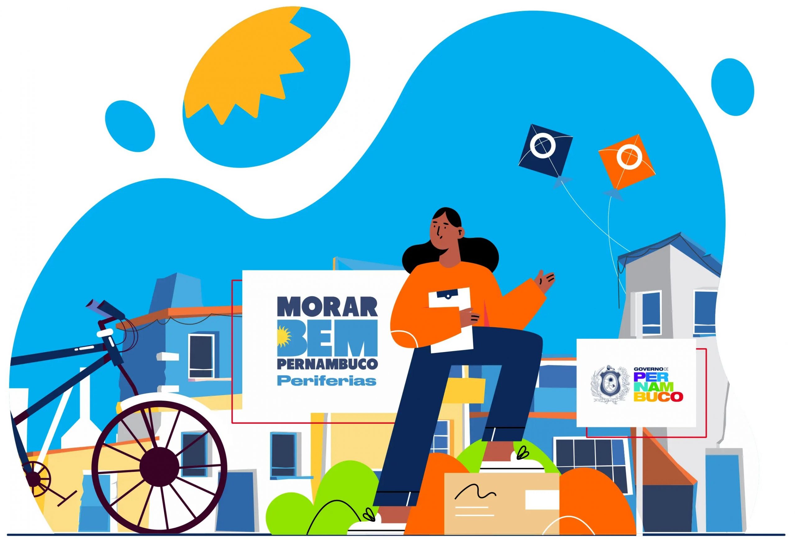 Ilustração de Pessoas e Projetos Sociais - Morar Bem Pernambuco Periferias